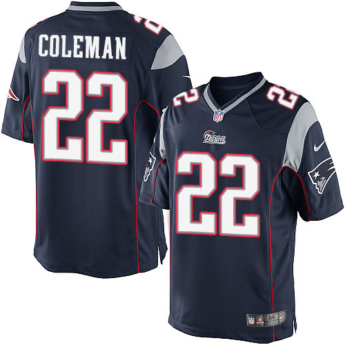 Youth Limited Justin Coleman Nike Jersey Navy Blue Home - #22 NFL New England Patriots